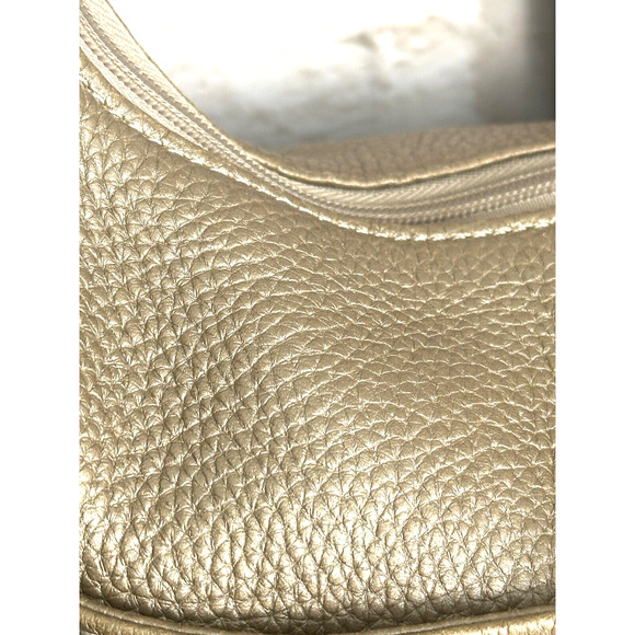 Brighton "Barbados" Gold Pebbled Leather Hobo Shoulder Bag with Braided Strap. - Picture 10 of 16